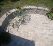 Celtik Sitting Wall and Column with Paver Patio and Steps, Edgewater
